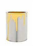 Paint Can with Yellow spill isolated on white background