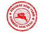 Vector grunge stamp with the text chinese new year written inside