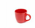 An empty red cup isolated on white