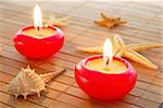 christmas or spa decoration with candles showing relaxation