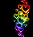 Rainbow Heart Border with Sparkles. Vector Illustration