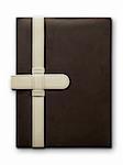 Close Brown Leather cover notebook on white background