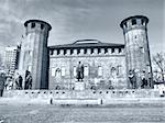 Palazzo Madama (Royal palace) in Piazza Castello, Turin, Italy - high dynamic range HDR - black and white