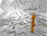 exclamation mark in abstract futuristic space - 3d illustration