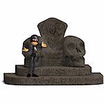 funny cartoon hero on a throne. 3D rendering with clipping path and shadow over white