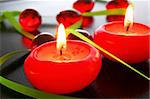 red hot candles showing xmas or spa decoration