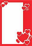 Red and white hearts, decorative border. Vector illustration