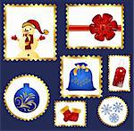 Illustration set of colorful Christmas Postage stamps - vector