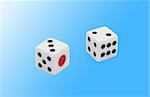 Dices over blue background