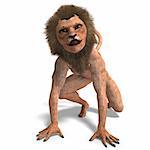 male manticore fantasy creature. 3D rendering with clipping path and shadow over white