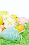 Painted Colorful Easter Eggs photo on the white background