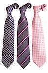 front view of three ties on white background