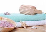 Bodycare stilllife with starfish and massage roll