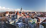 Overview of Tallinn in Estonia taken from the overlook in Toompea showing the town walls and churches