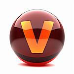 3d glossy sphere with orange letter - V