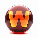 3d glossy sphere with orange letter - W