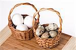 eggs in basket isolated on a white background