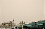 old budapest chain bridge at day on danube river