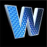 abstract 3d letter with blue pattern texture - W