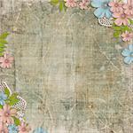 Vintage background with lace and flower composition
