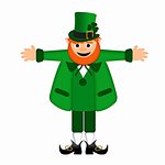 Happy St Patricks Day Irish Leprechaun Arm Stretched Illustration