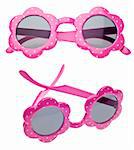 Pink Dot Child Size Sunglasses in Two Views Isolated on White with a Clipping Path.