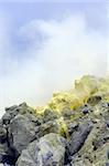 The sulfur exit of the south isabella crater at the galapagos islands (the second largest active volcano crater on earth)