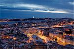 View of Lisbon's downtown  and martim Moniz square with river on the background