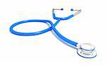 3D rendering of a blue stethoscope isolated on white