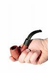 handheld smokers pipe isolated on white background with clipping path