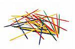 colorful wood sticks on white background