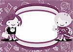 two little cute girls filling happy together back to school background nice banner for your text