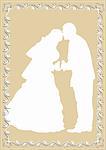 Vector drawing of the bride and groom in frame