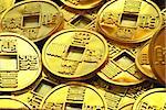 Golden coin decoration for Chinese New Year celebration - Yu Garden - Shanghai - Republic of China