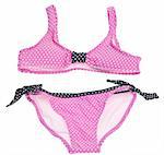 Summer Bikini Concept with Pink and Black Dot Bikini Isolated on White with a Clipping Path.