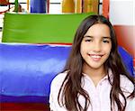 Latin indian teenager girl smiling in playground schoolgirl