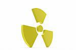 Yellow nuke symbol in 3D on white background