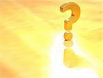 3D Gold Question mark  on yellow background