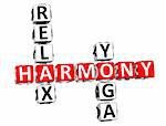 3d Harmony Relax Yoga Crossword on white background
