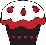 Cute black and red ladybug cupcake