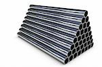 High quality render of stacked steel pipe
