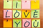 I love you words made by post it