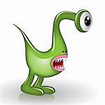 Illustration of cartoon green monster on a white background.