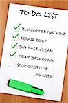 To do list with Stop cheating my wife not checked