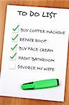 To do list with Divorce my wife not checked
