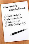New year resolution with Use condoms as most important