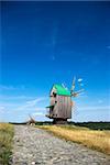 Old wooden windmills at Pirogovo ethnographic museum, near Kyiv, Ukraine