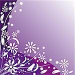 White flowers on purple background. Vector illustration. Vector art in Adobe illustrator EPS format, compressed in a zip file. The different graphics are all on separate layers so they can easily be moved or edited individually. The document can be scaled to any size without loss of quality.