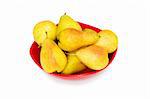 Plate full of pears isolated on the white