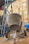 concrete mixer at  new residential construction home framing